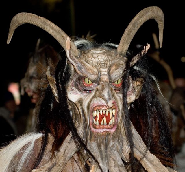 A scary creature named Krampus who was St. Nick's sidekick. If you had not been "good", he would cane you. 